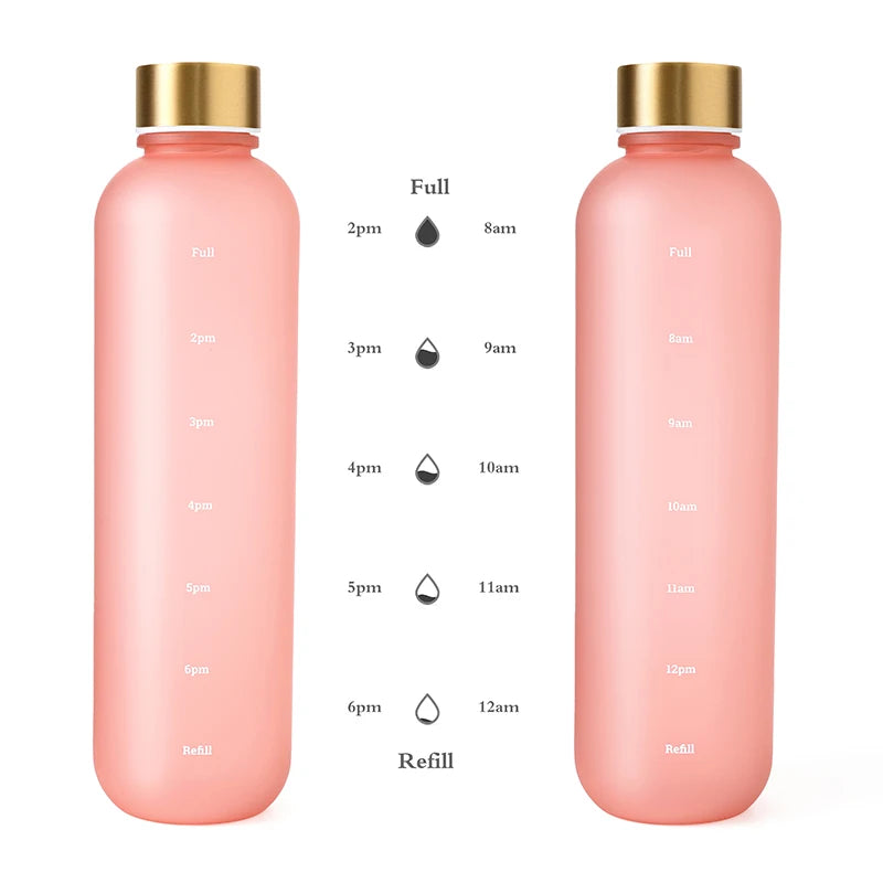 1L Motivational Water Bottle with Time Marker Leakproof Fitness Flask - 11