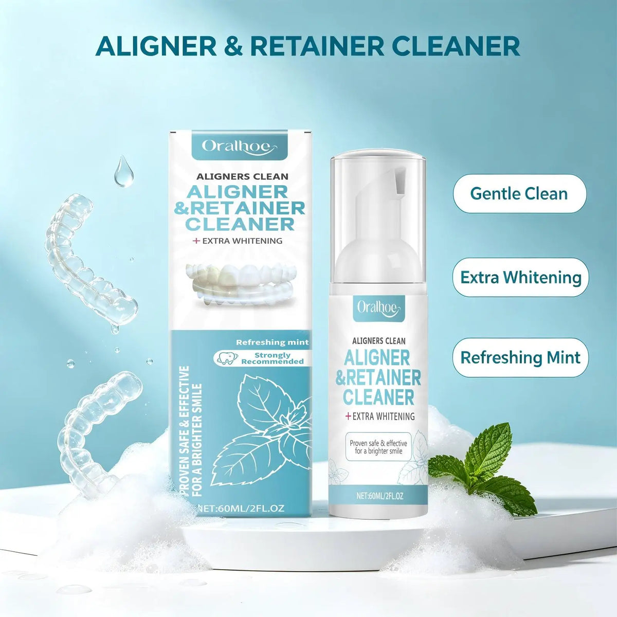 Aligner & Retainer Cleaner Foam Mousse for Braces