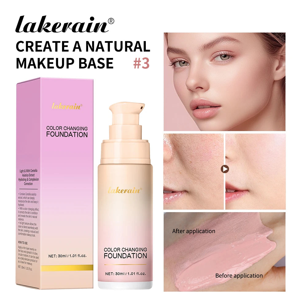 Lakerain Color Changing Liquid Foundation Moisturizing Base Makeup