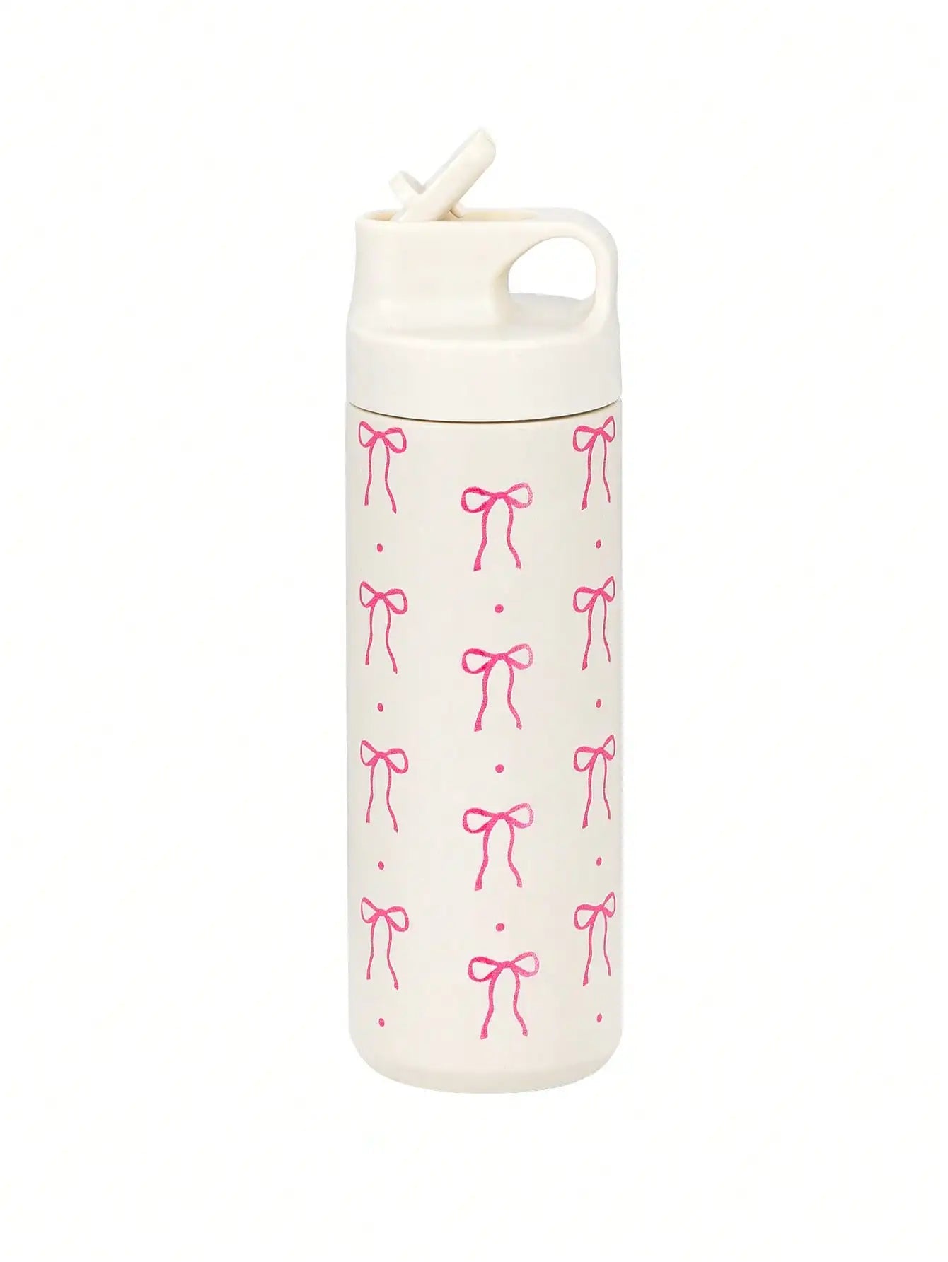 500ml Bow Print Insulated Stainless Steel Tumbler Cup with Straw - 16