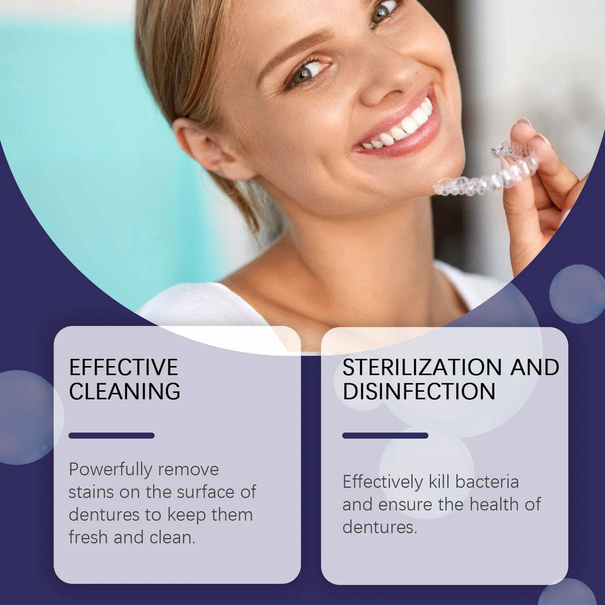 Oralhoe Denture Cleaning Effervescent Tablets Plaque Stain Remover