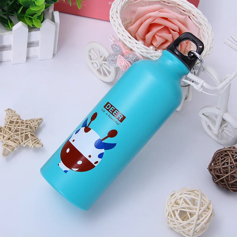 Cute Animal Water Bottle 500ml Portable Aluminum Kids Sports Flask
