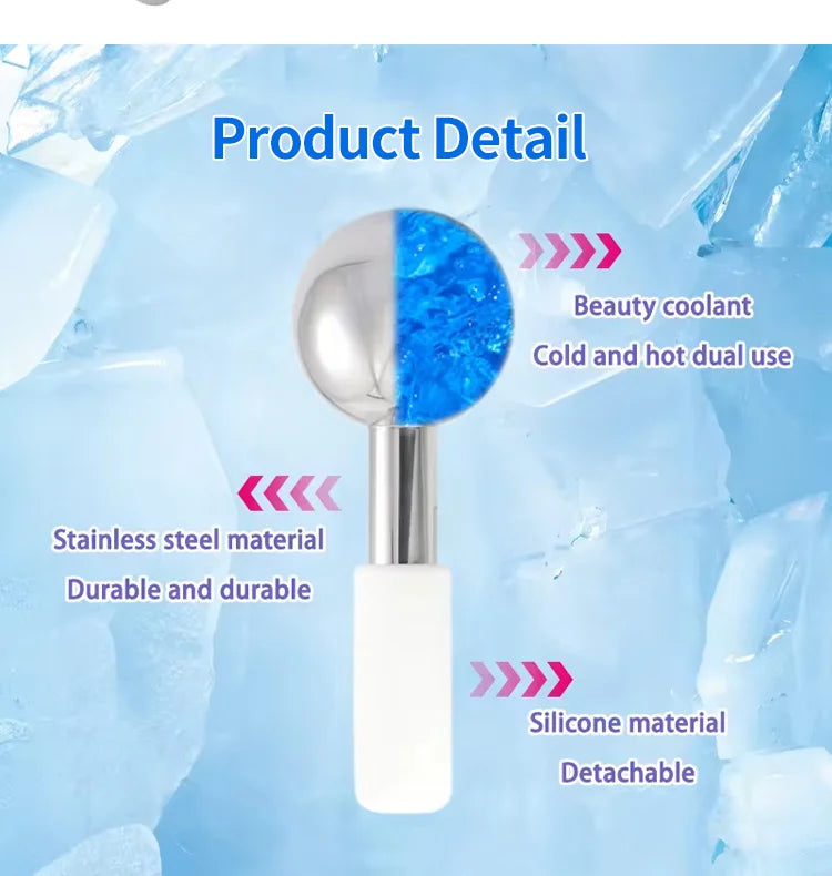 Stainless Steel Ice Globes Facial Cryo Sticks Cooling Roller - 9