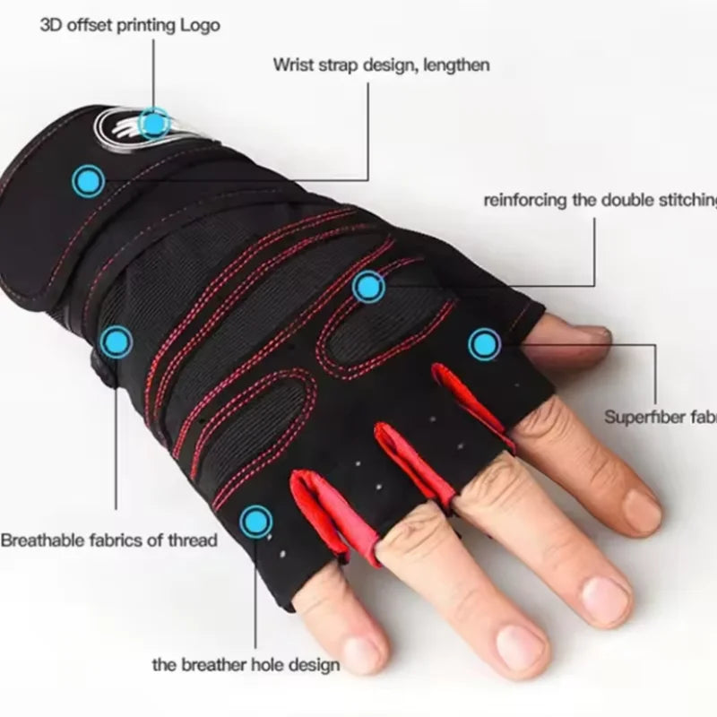 Unisex Half Finger Sports Gloves Fitness Gym Cycling Wrist Support - 3