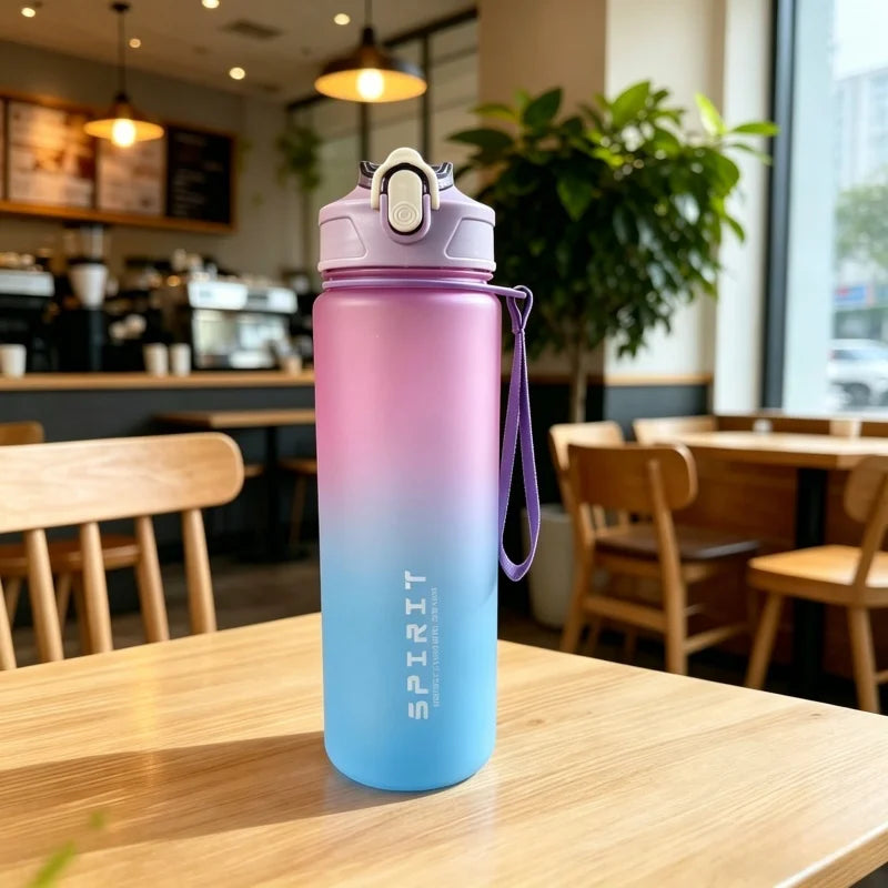 Motivational Sports Water Bottle with Time Marker and Leak Proof Straw - 47