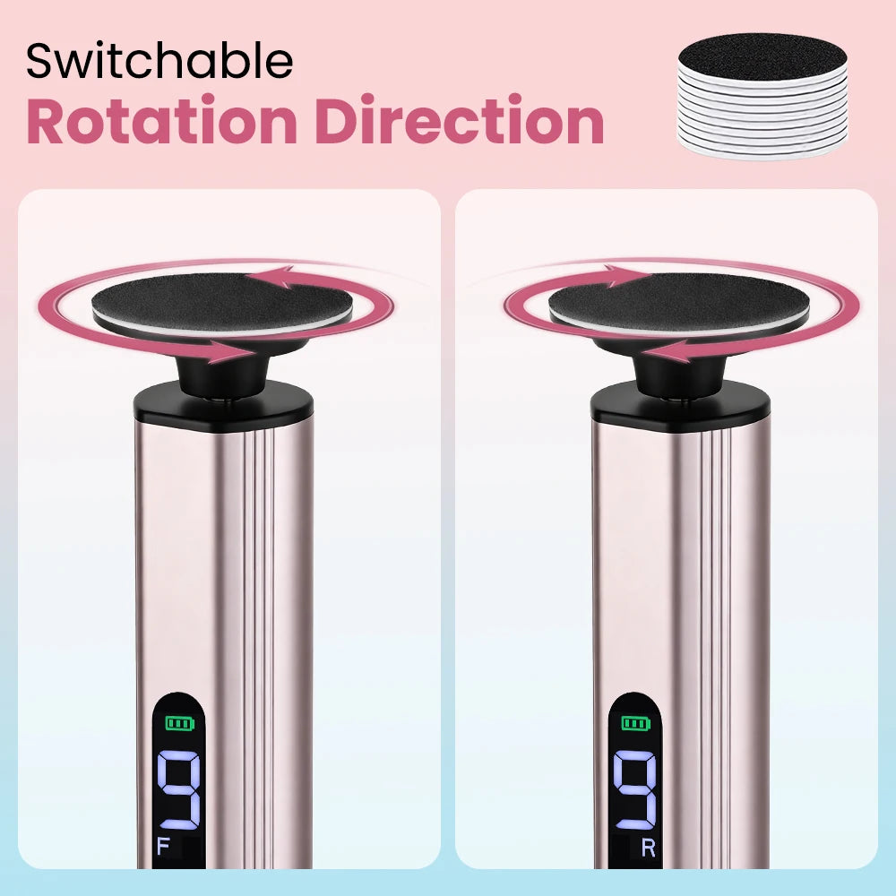 Electric Foot File Callus Remover Dual Direction Rechargeable Grinder - 11