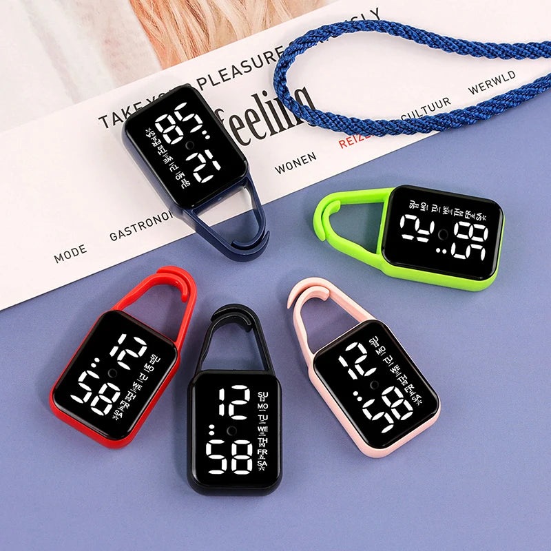2pcs LED Digital Keychain Watch Portable Touch Screen Fob Pocket Clock - 9