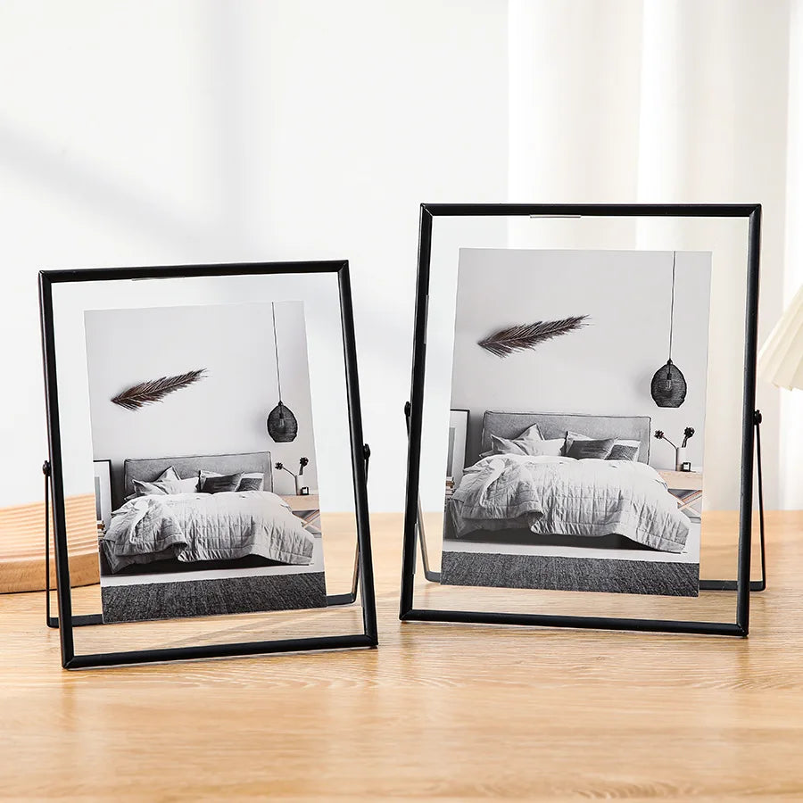 Floating Picture Frame Metal Acrylic Desktop Display for Photos Flowers - 4