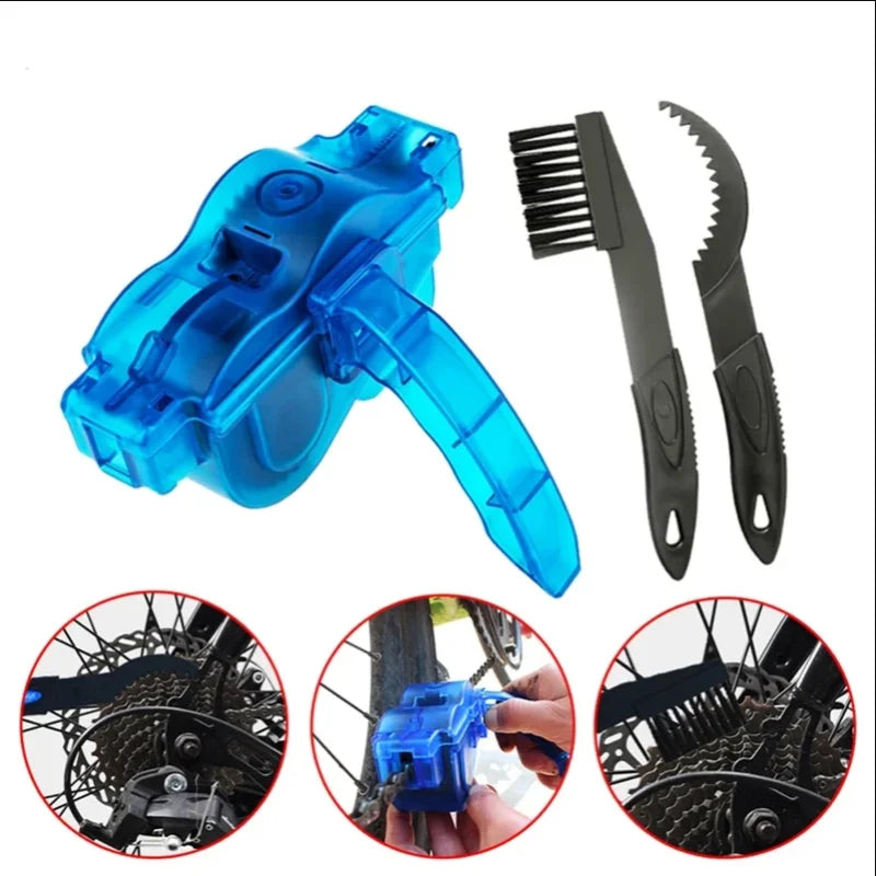 Portable Bicycle Chain Cleaner Tool Bike Brush Scrubber Cycling Wash Kit - 5