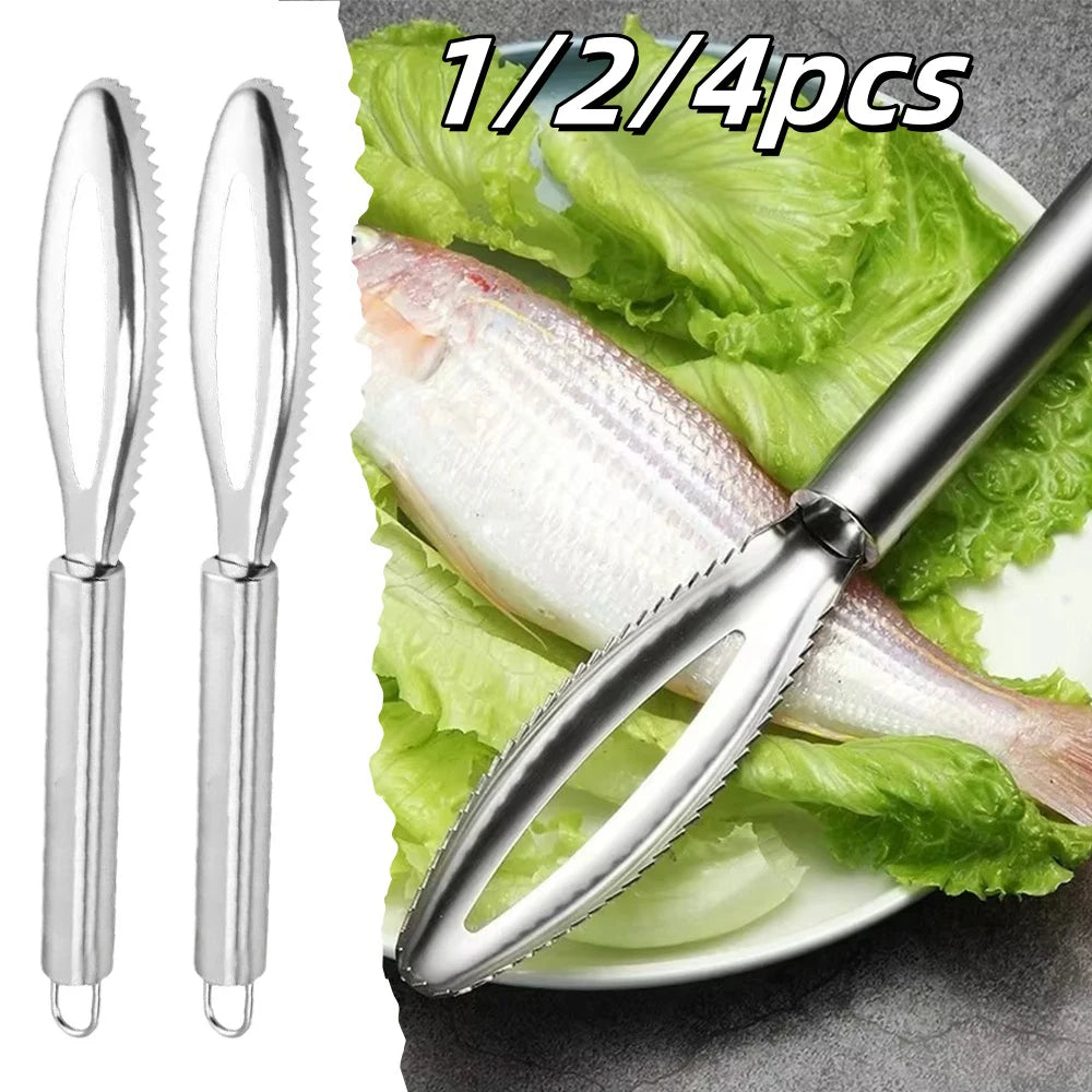 Stainless Steel Fish Scaler Scraper Kitchen Seafood Cleaning Tool - 1