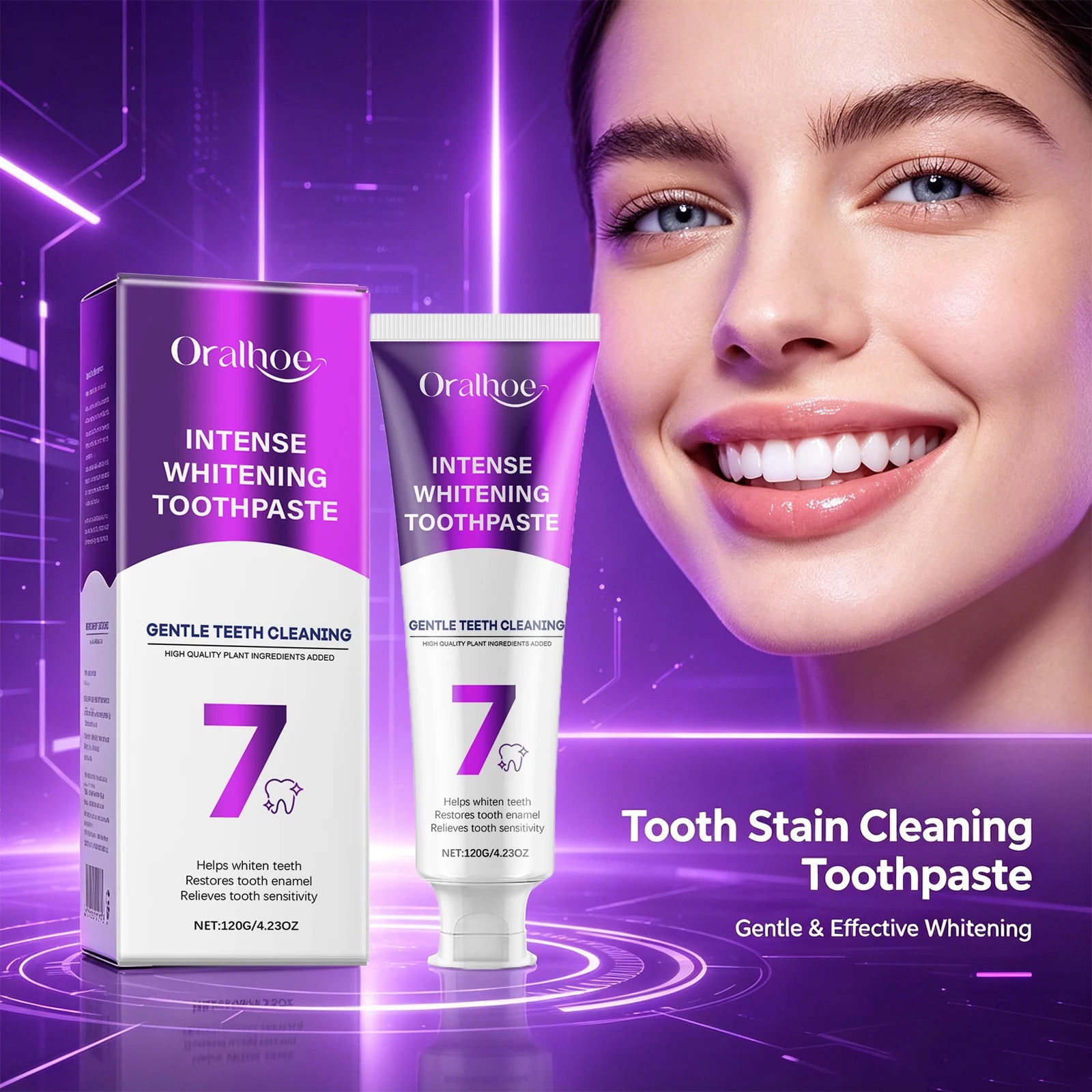Oralhoe Whitening Toothpaste Stain Removal Plaque Enamel Repair - 3