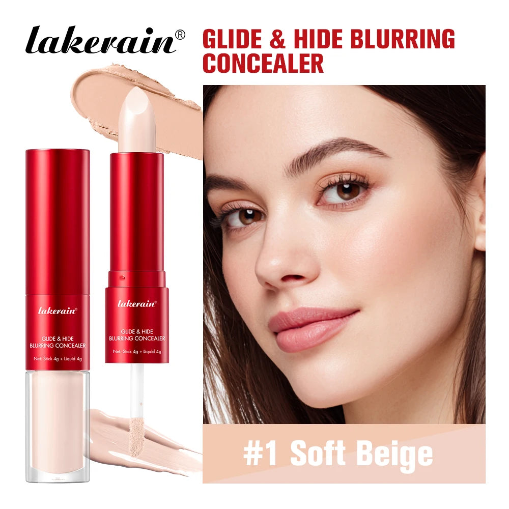 2-in-1 Glide & Hide Blurring Concealer Liquid Foundation Makeup - 24