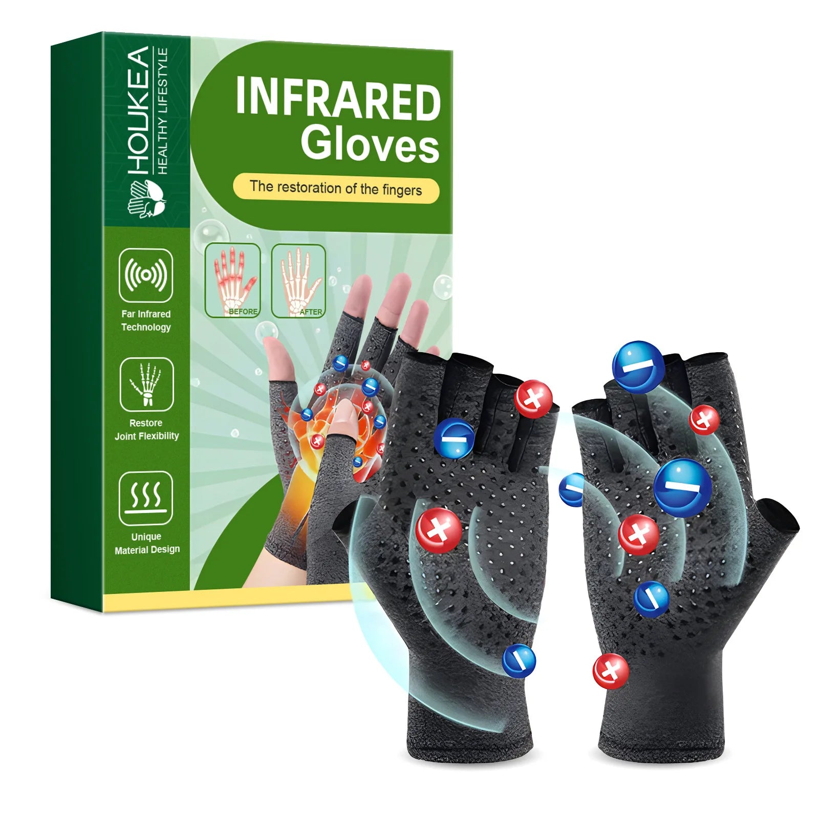 Magnetic Arthritis Therapy Gloves Hand Wrist Pain Relief Compression - 10