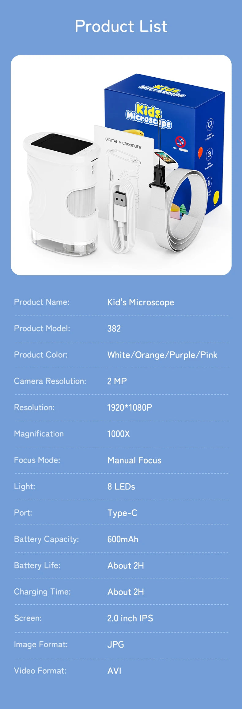 Handheld Digital Microscope for Kids Portable Science Toy - 15