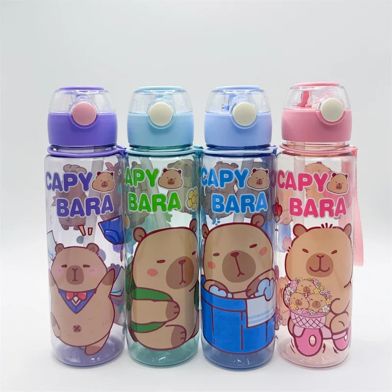 700ml Capybara Water Bottle Leak Proof Sports Cup with Straw and Strap - 2
