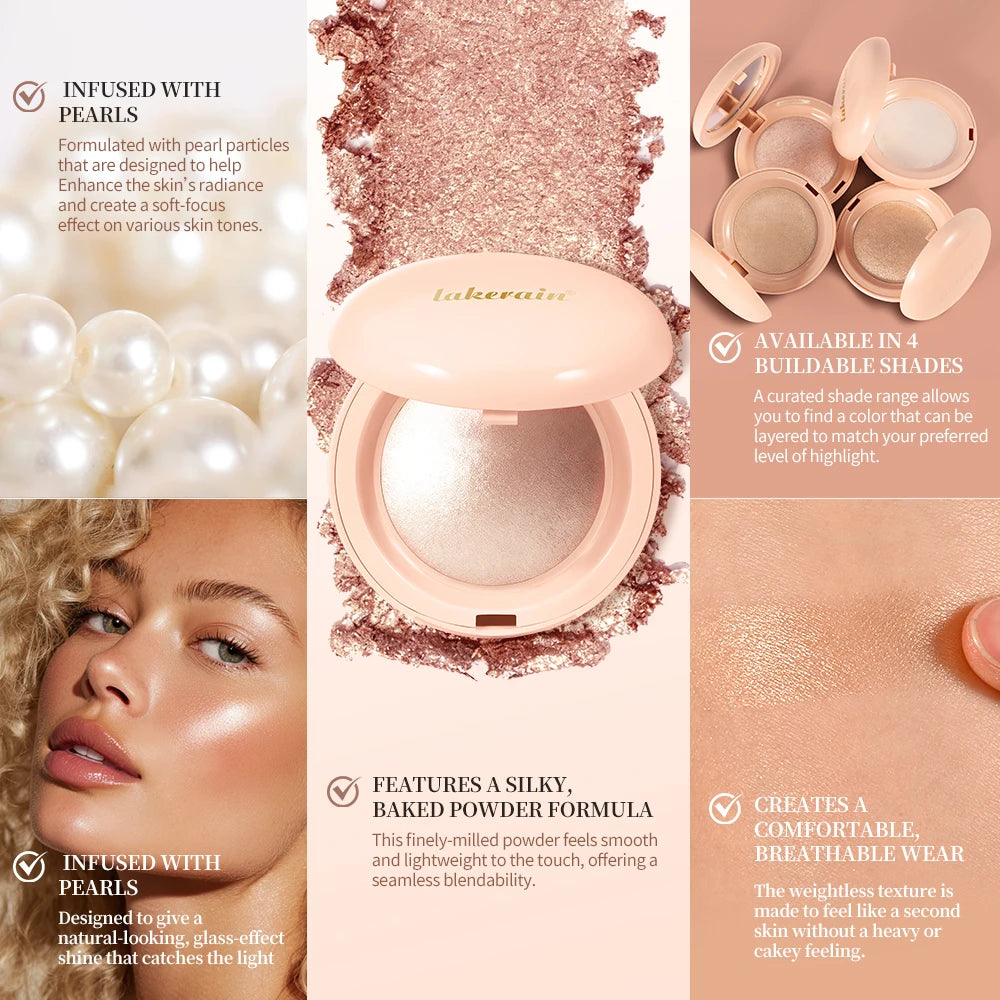Waterproof Shimmer Highlighter Powder Natural Glossy Effect Makeup - 3