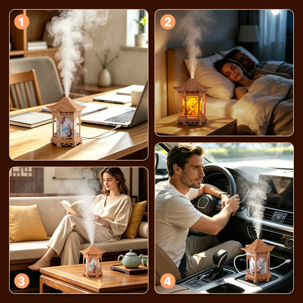 Chinese Style Pavilion Humidifier & USB Night Light