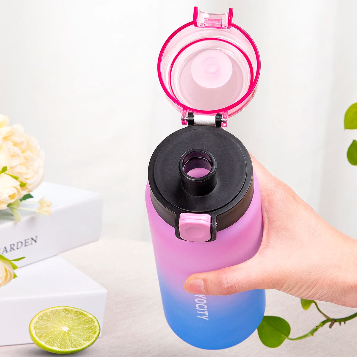 750ml Frosted Gradient Water Bottle Portable Sports Gym Drink Cup - 5