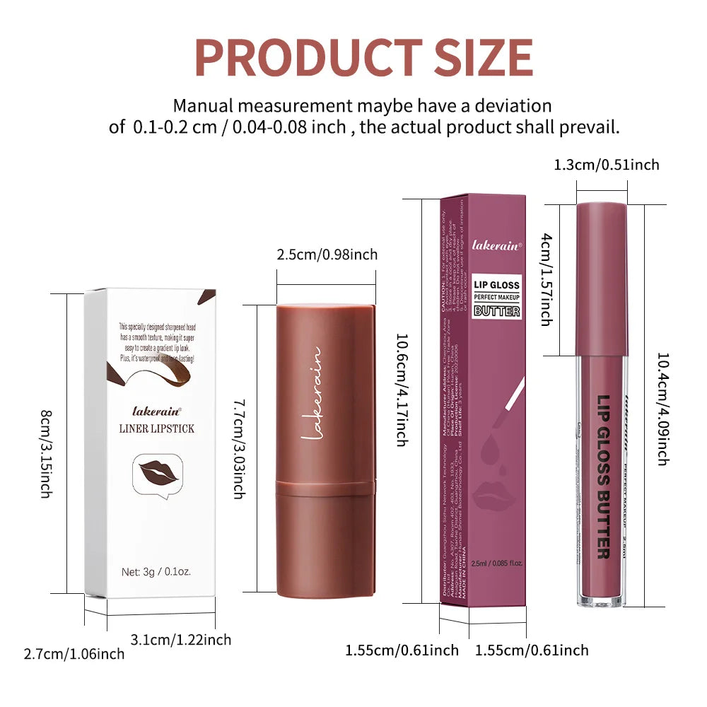 3D Lip Liner & Lip Gloss Set Hydrating Makeup - 7