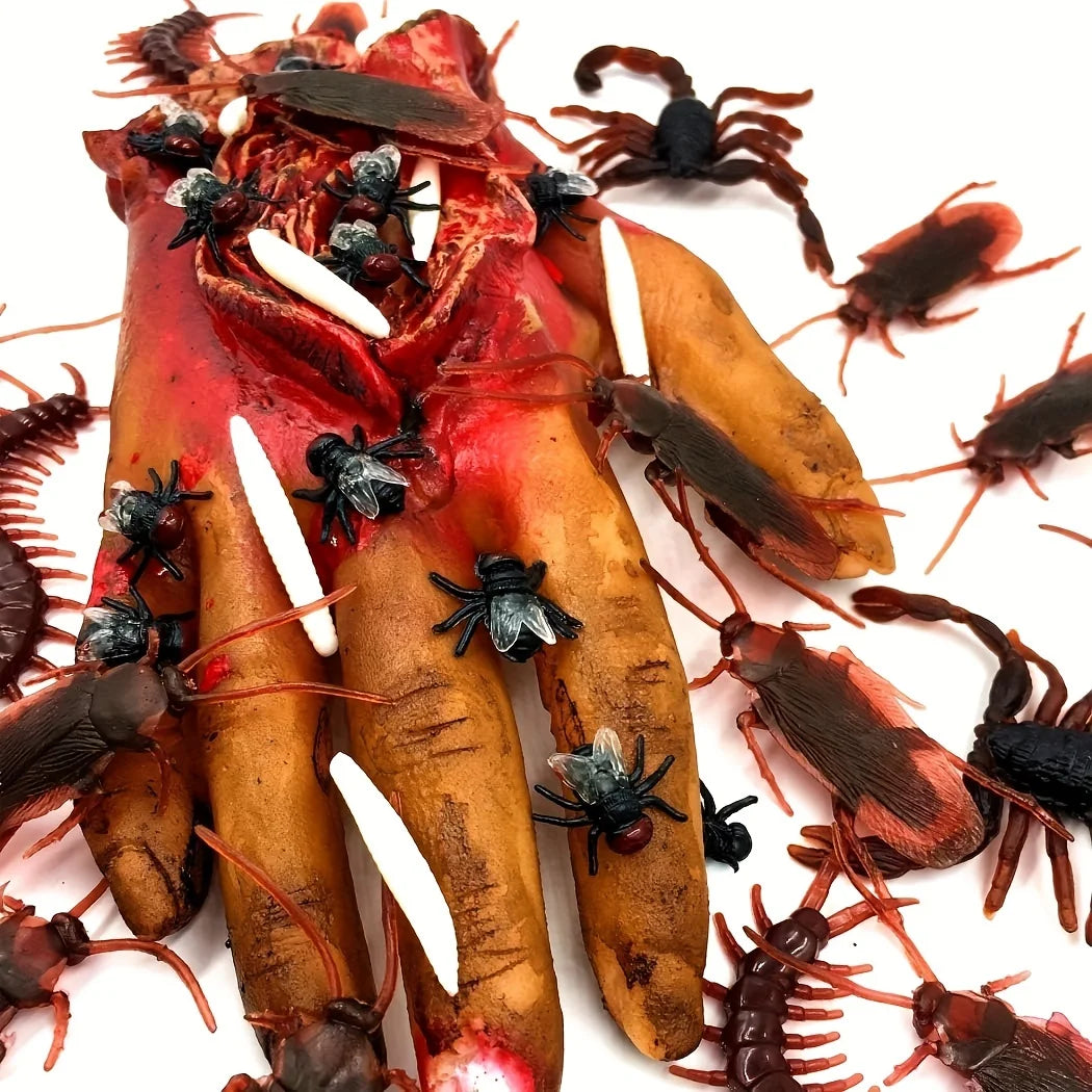 50pcs Realistic Fake Bug Prank Set Halloween Party Decor Props - 15