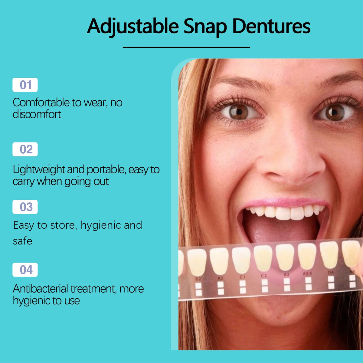 Adjustable Snap Dentures Missing Teeth Repair Upper Lower Jaw