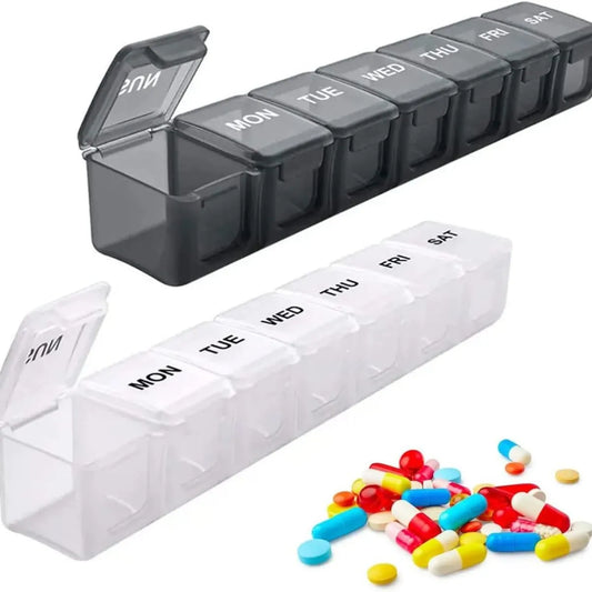 7 Day Weekly Pill Organizer Tablet Medicine Storage Case 2 Pack