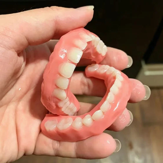 Soft Silicone Snap On Dentures Full Set Natural Upper Lower Teeth