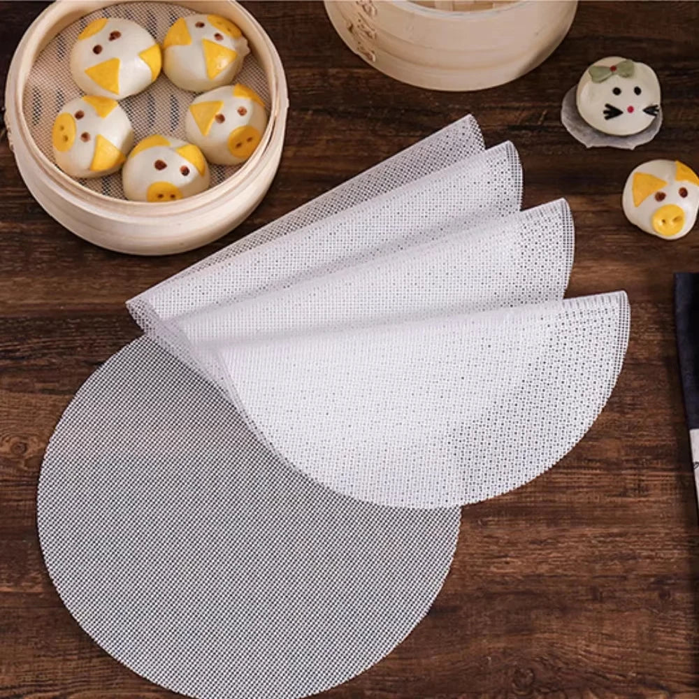 5pcs Reusable Silicone Steamer Mesh Pads Non-Stick Bamboo Liner Mats - 16