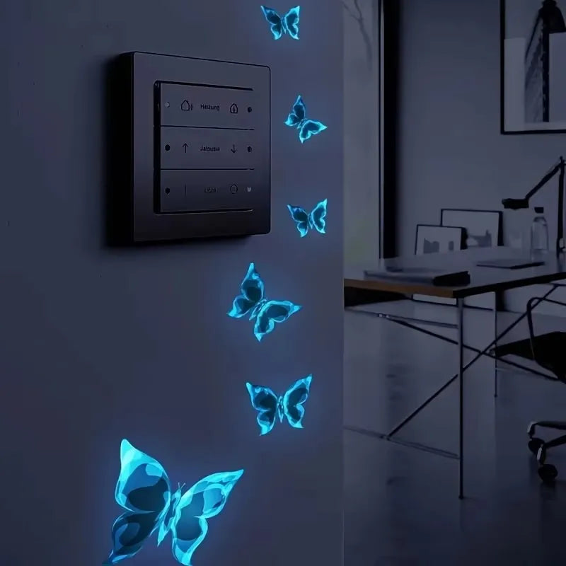12PCS 3D Luminous Butterfly Wall Stickers Glow in the Dark Home Decor - 11