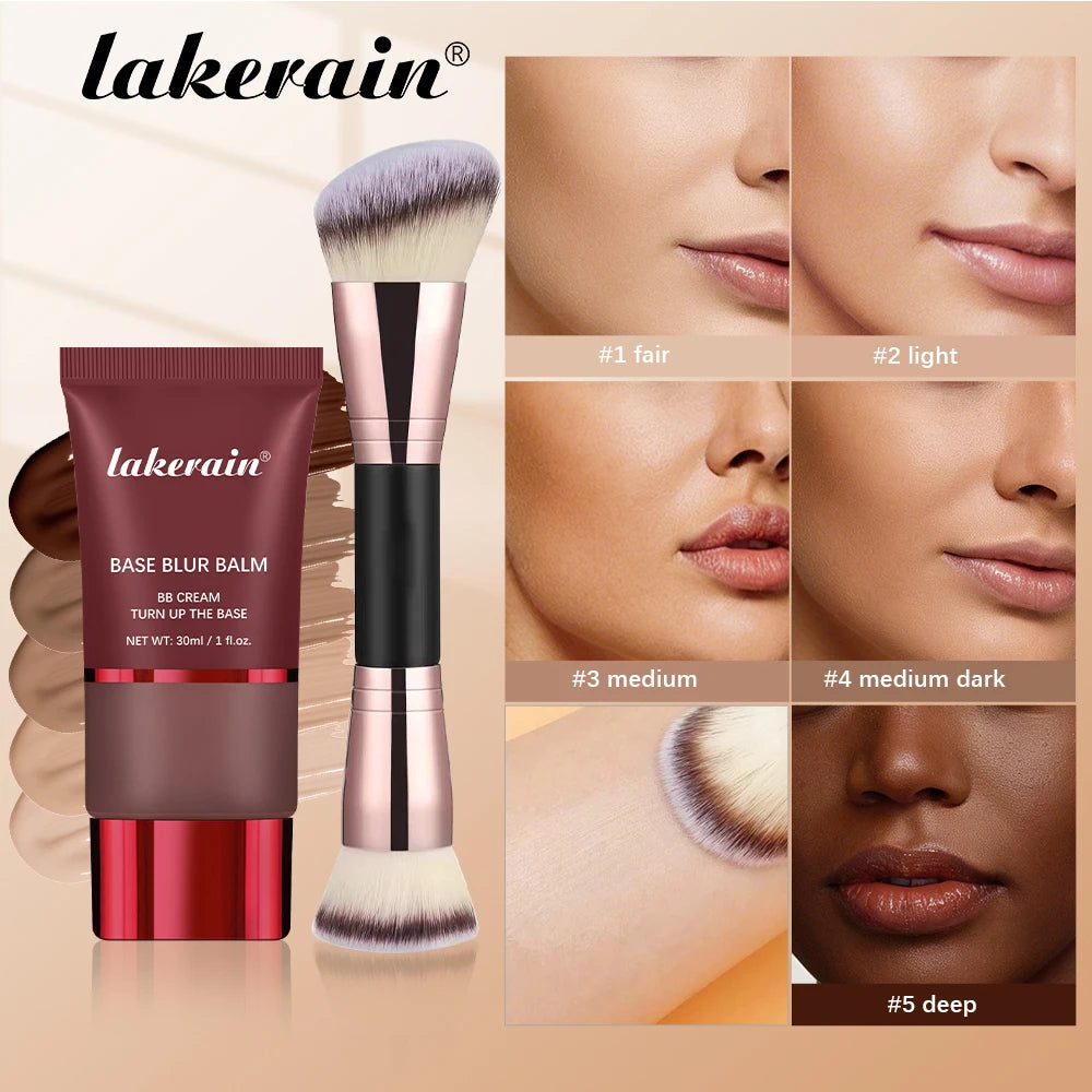 Liquid Foundation and Dual Brush Combo Matte Oil Control Makeup Set - 1