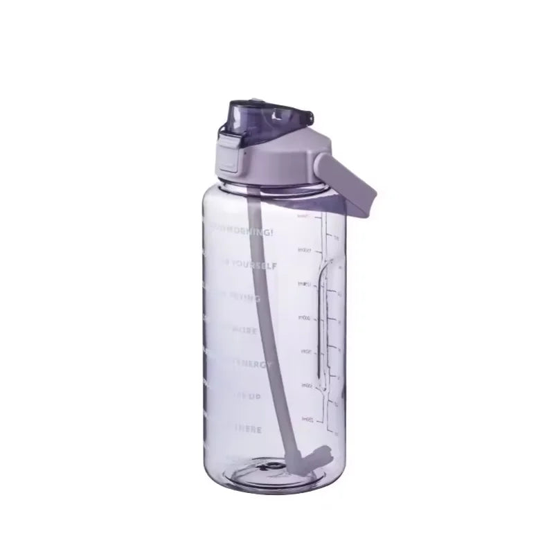 2L Motivational Water Bottle Large Sports Fitness Jug with Straw - 14