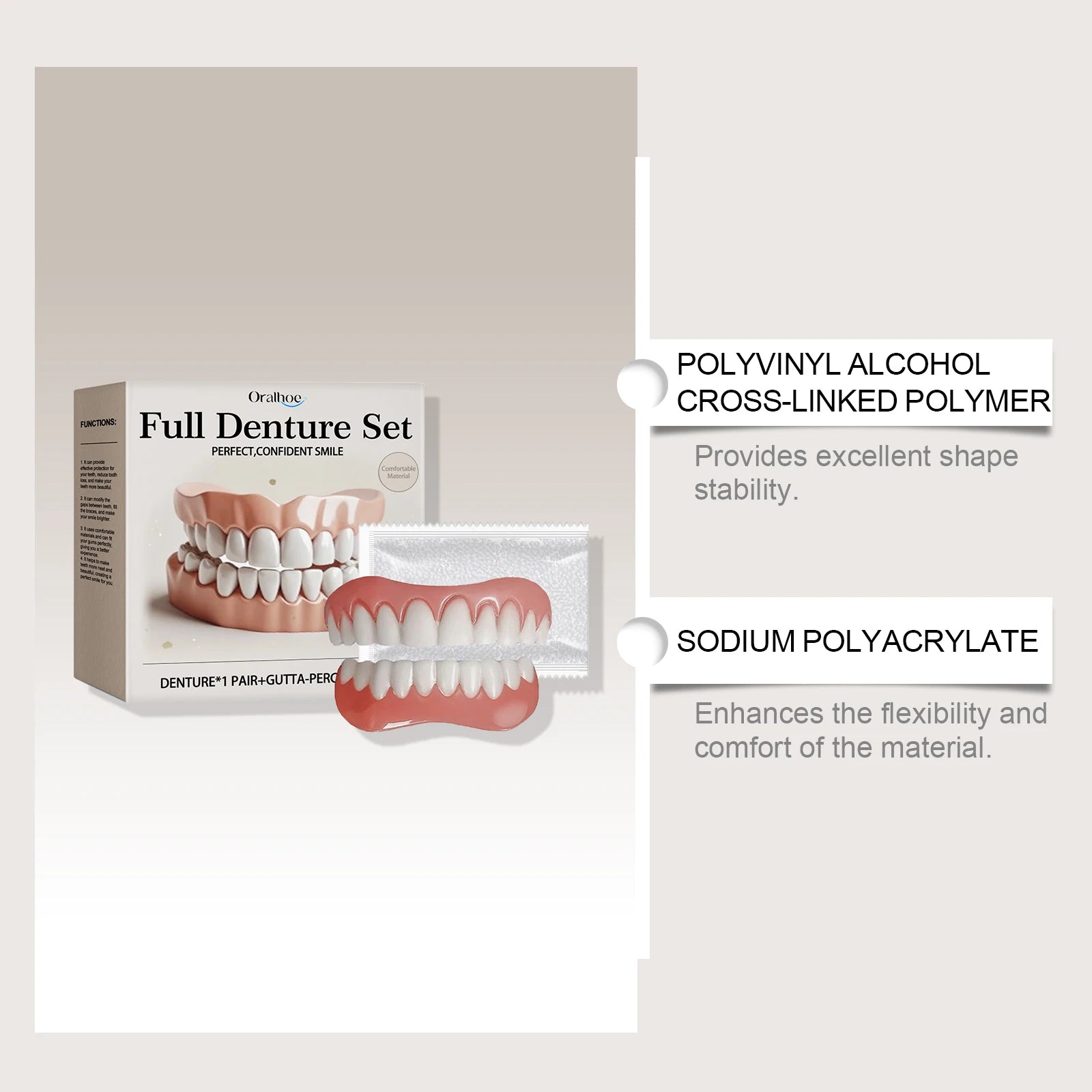 Silicone Denture Set Upper and Lower False Teeth Repair Kit - 12