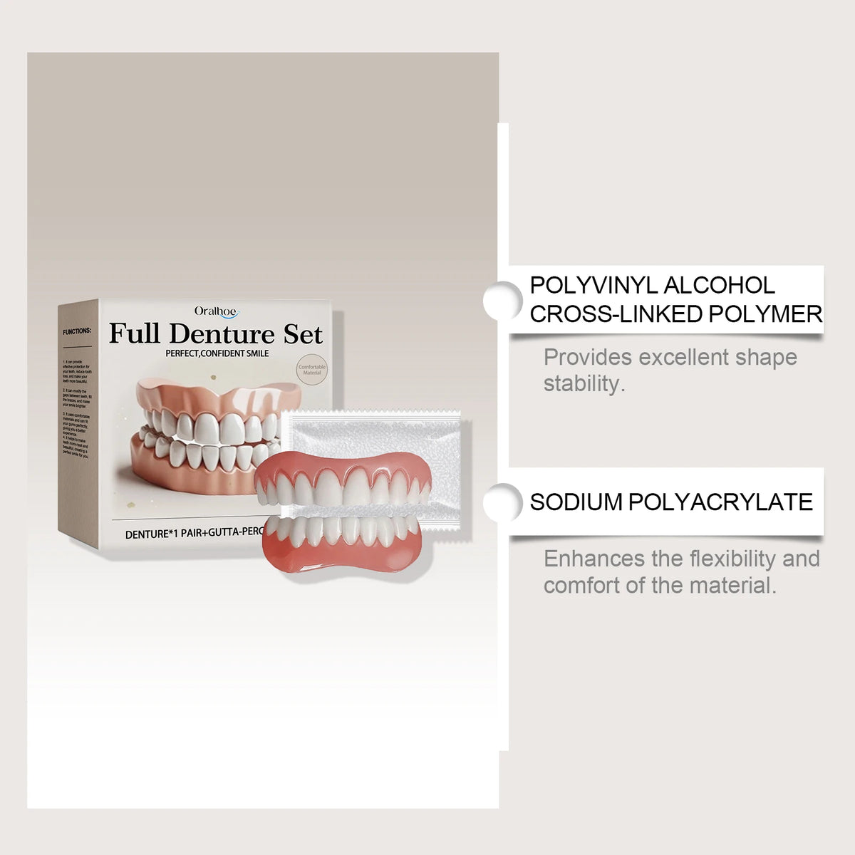 Silicone Denture Set Upper and Lower False Teeth Repair Kit