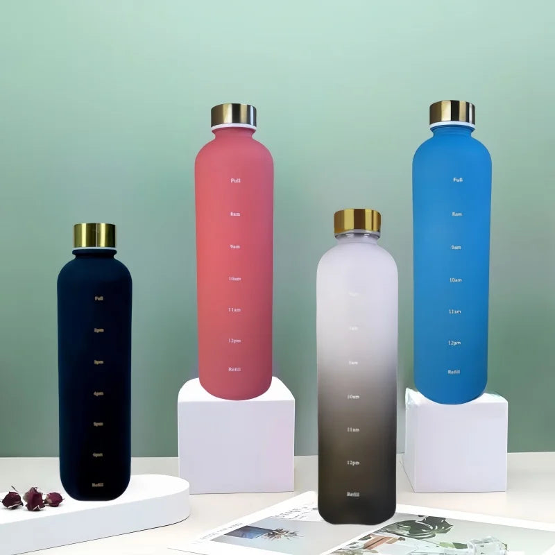 1000ml Motivational Water Bottle with Time Marker Leakproof Sport Flask
