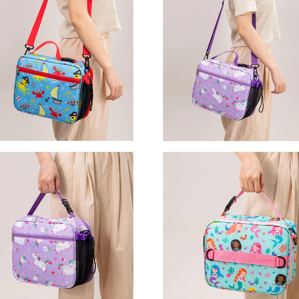 Insulated Cartoon Lunch Bag Portable Thermal Food Box with Shoulder Strap - 6