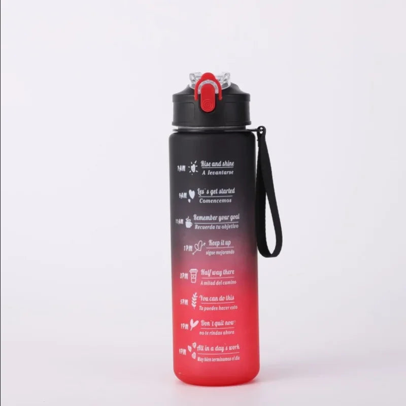 Motivational Sports Water Bottle with Time Marker and Leak Proof Straw - 27