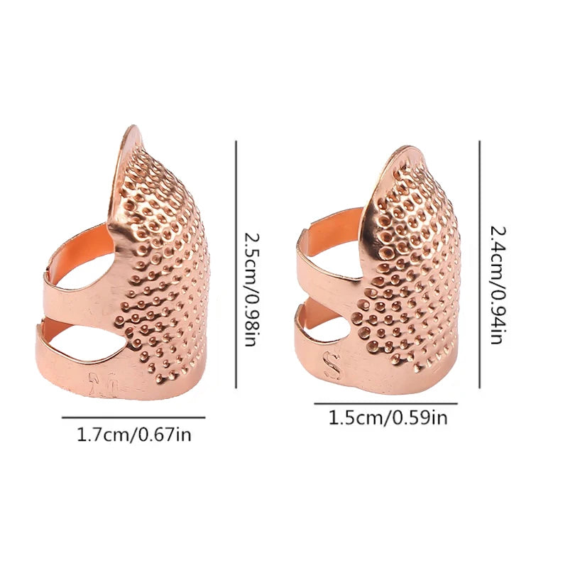 2PCS Vintage Adjustable Sewing Thimble Metal Finger Guard Needle Tool - 15