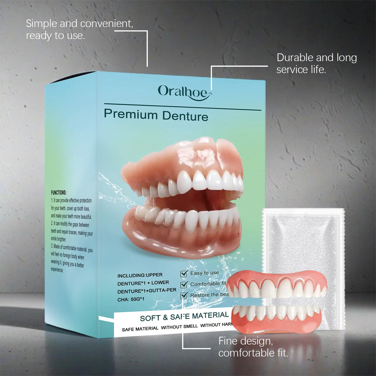 Silicone Denture Set Temporary False Teeth Veneers