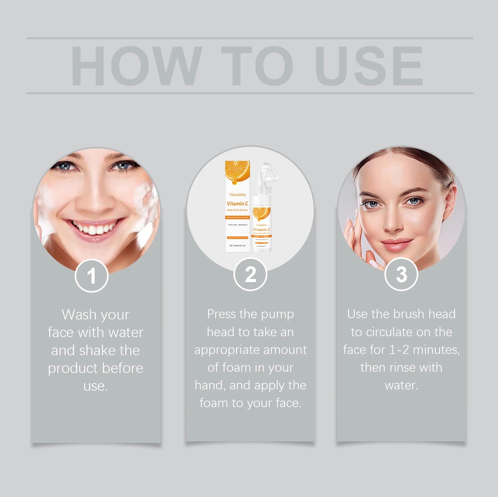 Vitamin C Facial Cleanser Deep Pore Cleansing Foam - 12