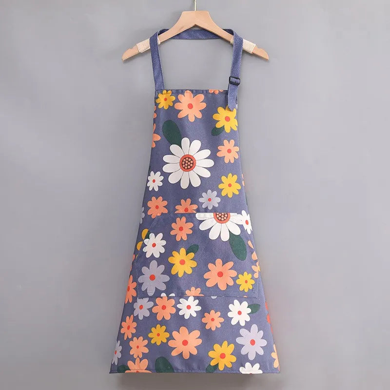Floral Kitchen Apron Waterproof Oil-Proof Gardening Bib for Cooking - 6