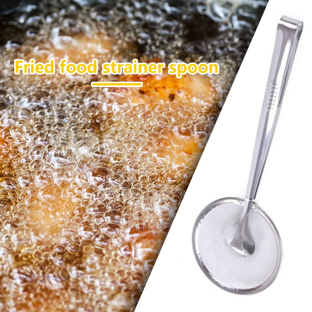 Stainless Steel Frying Strainer Tongs Oil Filter Food Clip Kitchen Tool