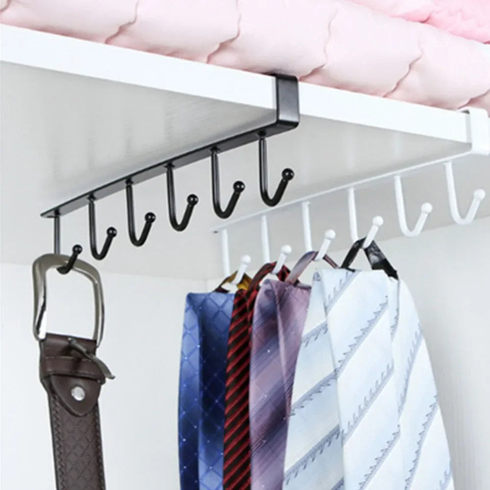 Under Cabinet Mug Holder 6 Hook Kitchen Storage Rack Organizer Hanger