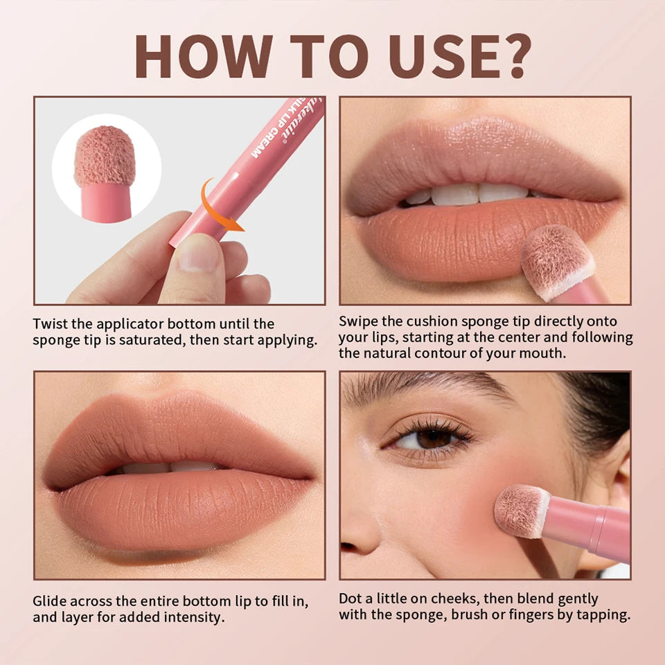 Lakerain Cushion Silk Lip Cream Matte Velvet Lip Glaze Blush