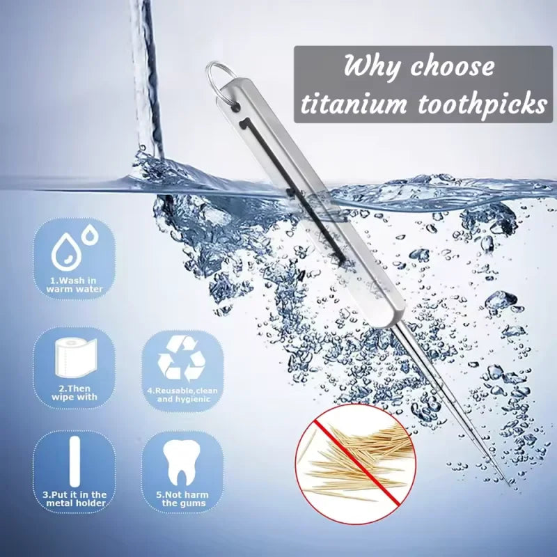 Portable Titanium Toothpick Set Metal Pocket Pick for Camping and Travel - 2
