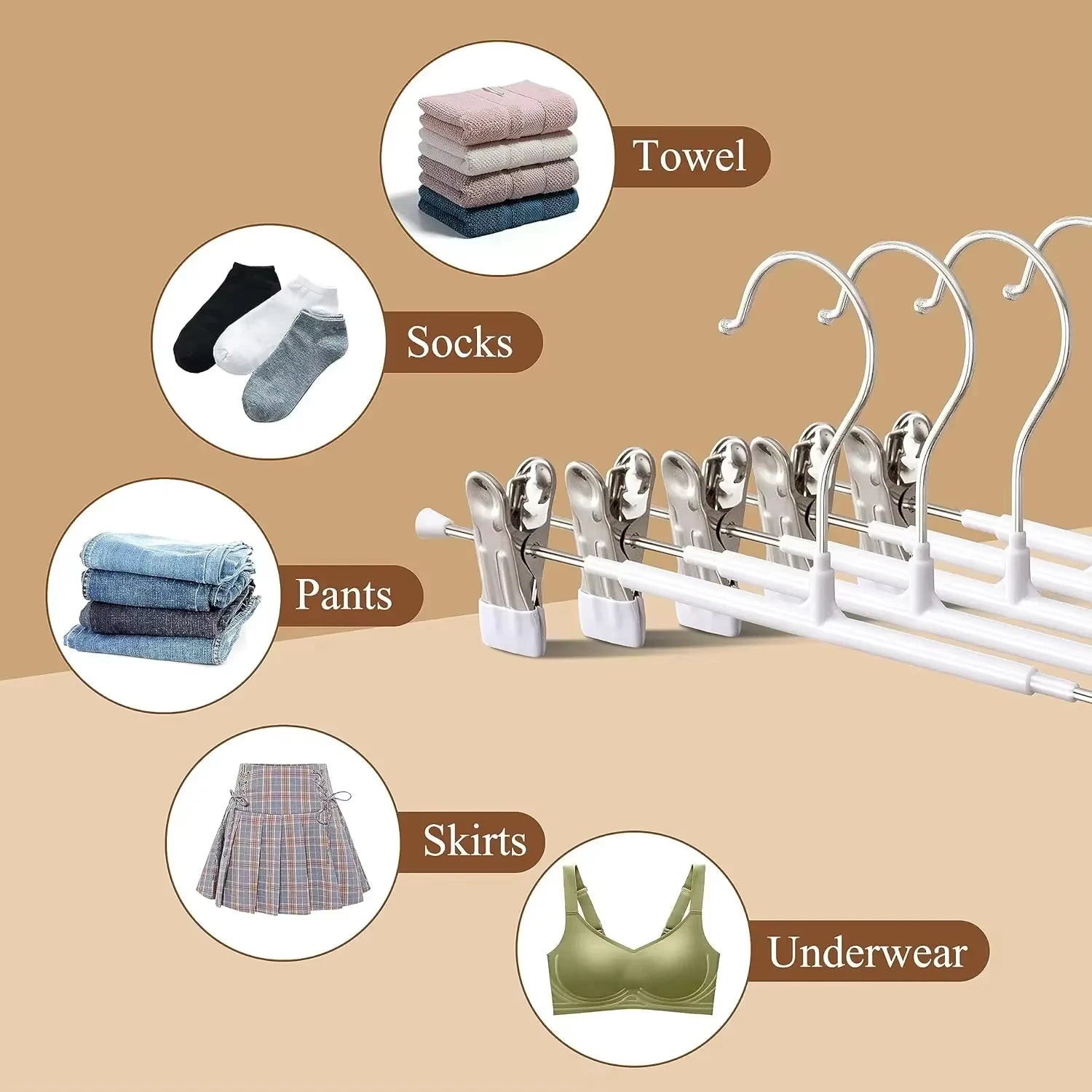 Non-Slip Stainless Steel Pants Hangers with Clips for Skirts and Jeans - 7