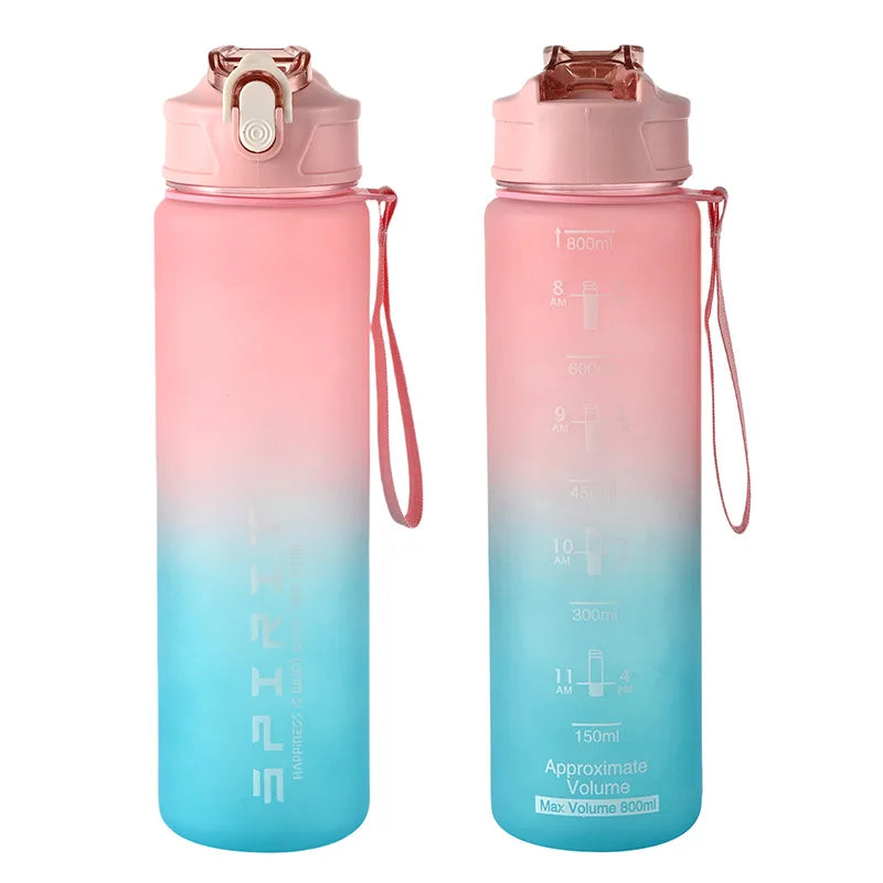 800ml Sports Water Bottle Leak Proof Portable Fitness Gym Cup