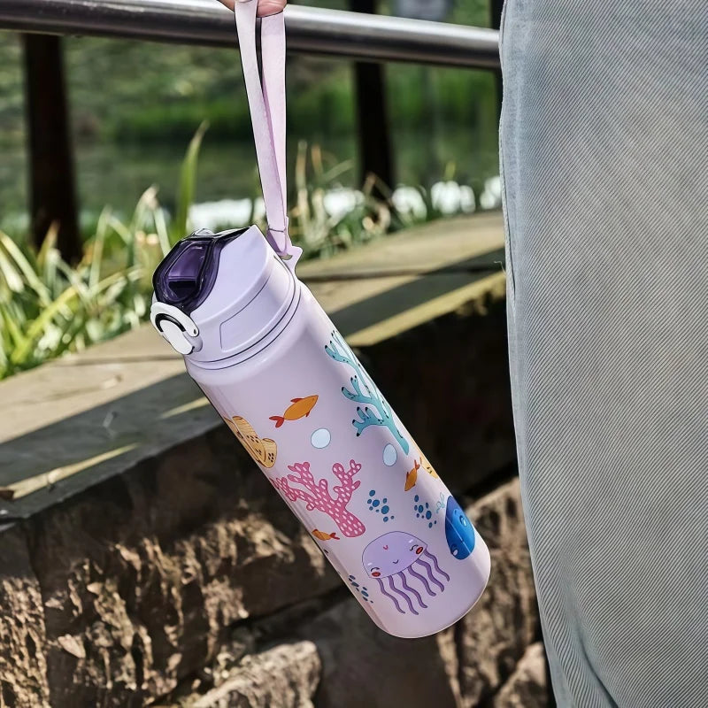 750ml Dinosaur Kids Water Bottle Leakproof Sippy Cup with Straw