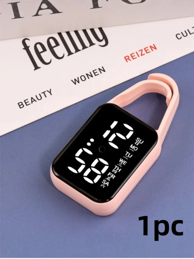 2pcs LED Digital Keychain Watch Portable Touch Screen Fob Pocket Clock - 28