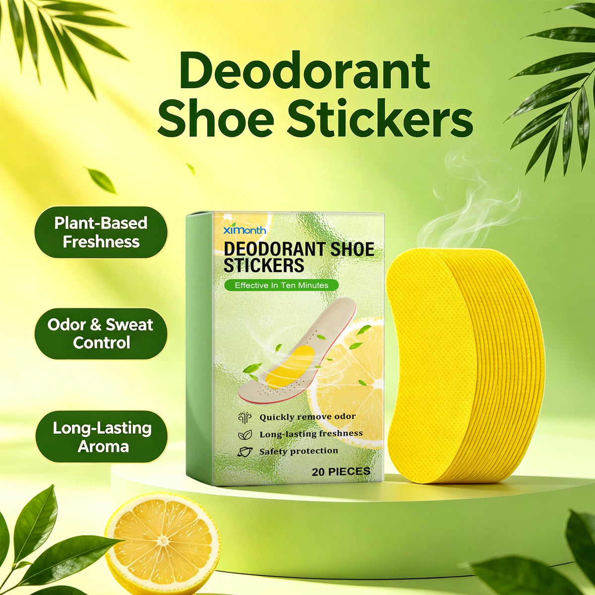 Ximonth Deodorant Shoe Stickers Odor Removal Patches Freshness