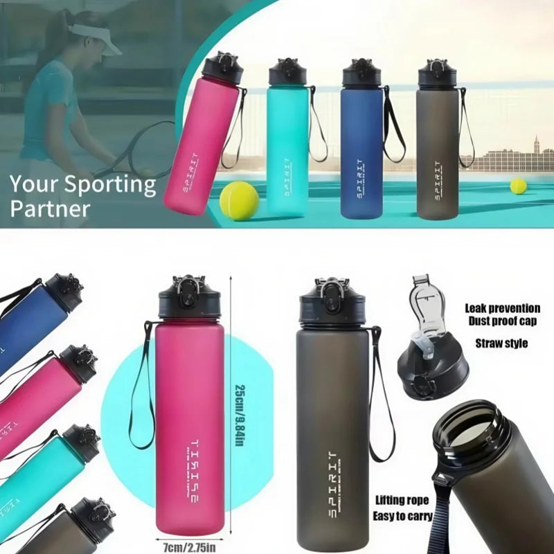 750ml Motivational Water Bottle Leak Proof Sports Gym Cup with Straw - 6